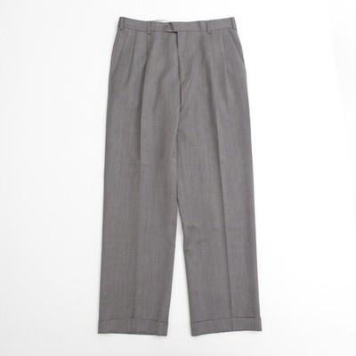 Zanella Bennett Mens Dress Pants Gray Pleated Cuffed Wool 34 x 30