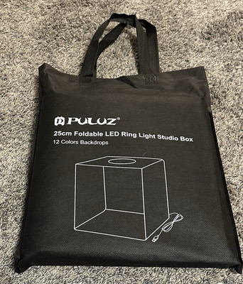 Puluz 25cm Foldable LED Ring Light Studio Box 12 Color Options - Used Minimally