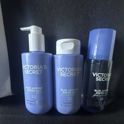 Victoria's Secret Blue Jasmine Water Lily 3pc Set Aloe Lotion Cream & Mist