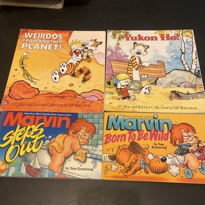 Calvin And Hobbes & Marvin Comic Strip Books Lot Of 4 PBs G-VG Condition