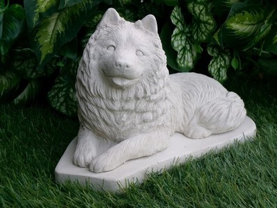 Samoyed Dog American Eskimo Dog Concrete Statuary Figurine Pet Loss Memorial