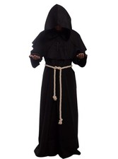 GOLDSTITCH Friar Medieval Hooded Monk Renaissance Priest Robe Large, Black