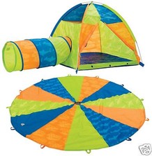 Pacific Play Tents Now and Then Tent Tunnel and Parachute Set Brand New 