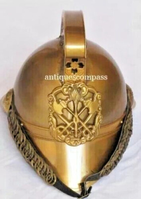 British Brass Fireman Helmet Antique Firefighter Chief Firefighting Helmet
