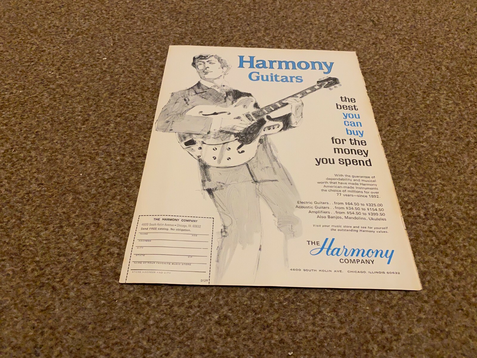 FRAMED ADVERT 11X8 HARMONY GUITARS eBay