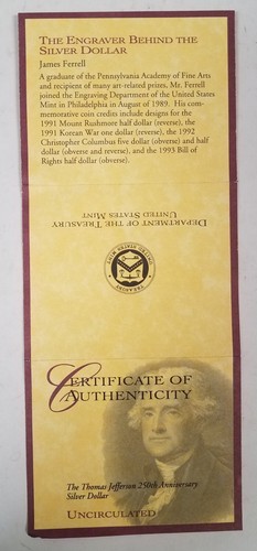CS0193PJSBiO U.S. COMMEM $1 YEAR 1993-P JEFFERSON MINT STATE COIN SET TONED OGP! - Picture 5 of 6
