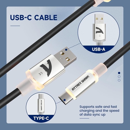 ATTACK SHARK C01 Ultra Custom Coiled USB C to A Cable for Mechanical Keyboard - Picture 14 of 31