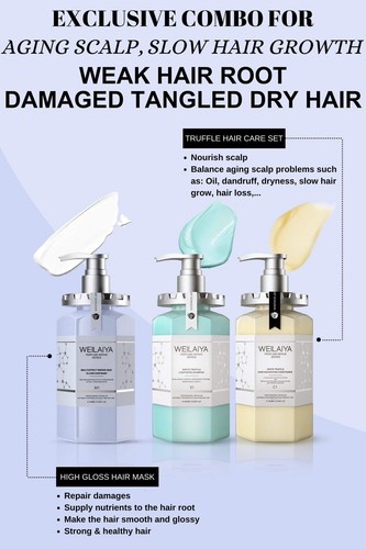 Weilaiya Truffle Set+High Gloss Hair Mask+Hair Oil+Free Dry Shampoo+US SELL - Picture 3 of 23
