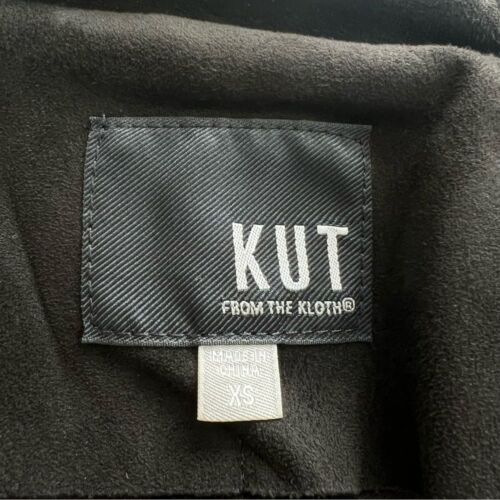 Kut From The Kloth Women's Jacee Draped Suede Black Moto Jacket size XS - Picture 4 of 8