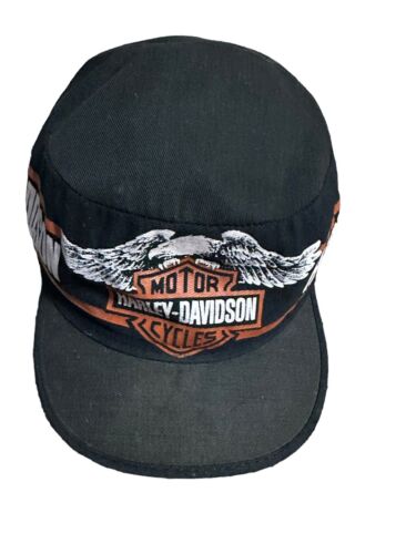 Vintage Harley Davidson Hat Painter Cap Made in USA Black Screaming Eagle - Foto 1 di 12