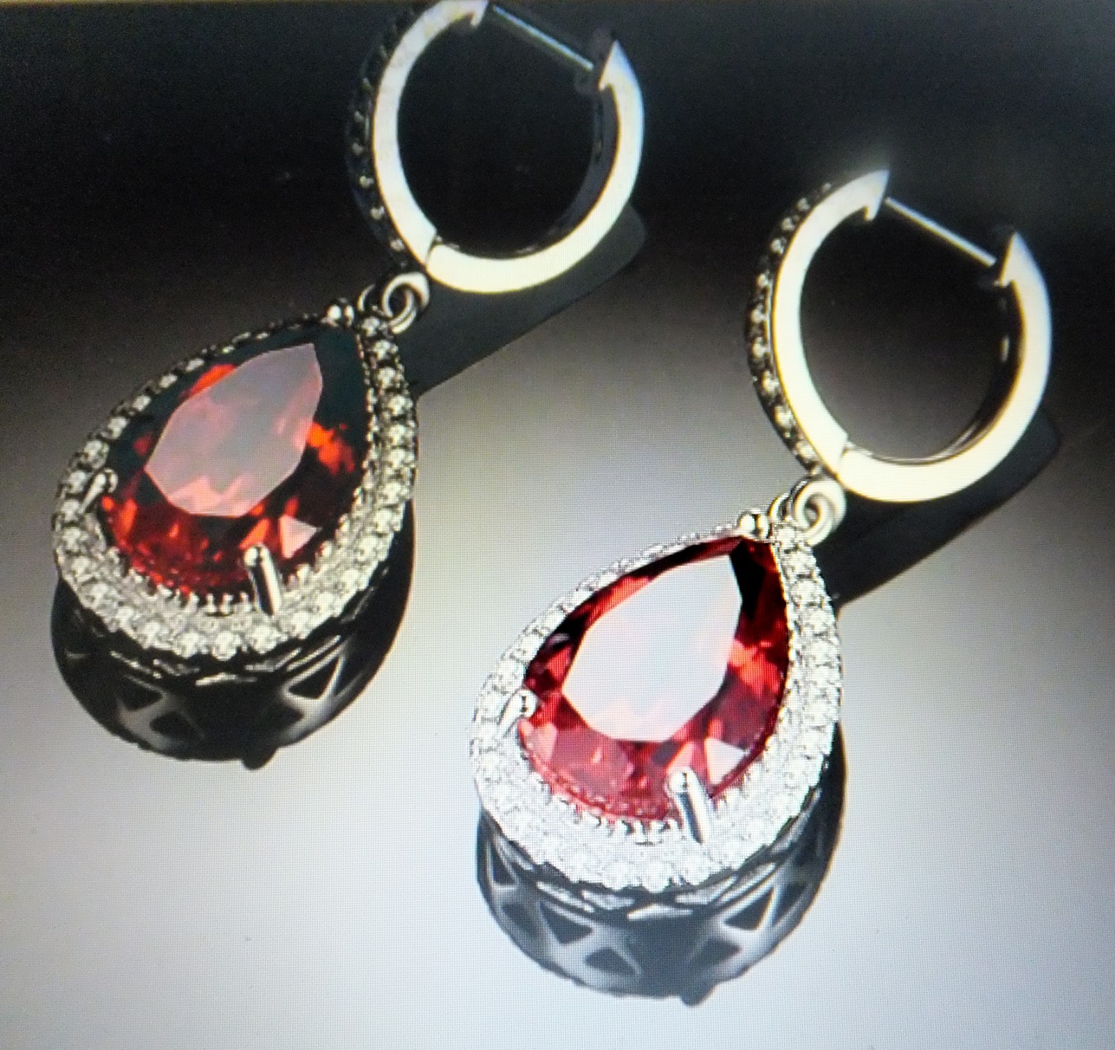 Boucles d'oreilles rubis de laboratoire goutte argent 925 anti-allergie