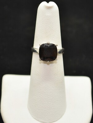 Sterling Silver Dark Square Gem Ring SZ 6.0 #FMC330