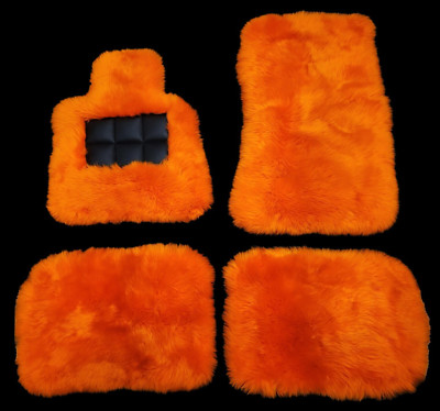 Genuine Orange Sheepskin Car Floor Mats fits Rolls Royce Phantom VIII 2019-2025
