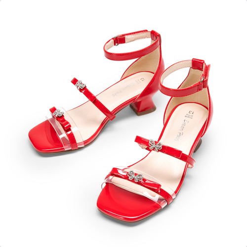 Girls Kids Chic Dress Sandals Ankle Straps Wedding Party Princess Heeled Sandals - Picture 25 of 37