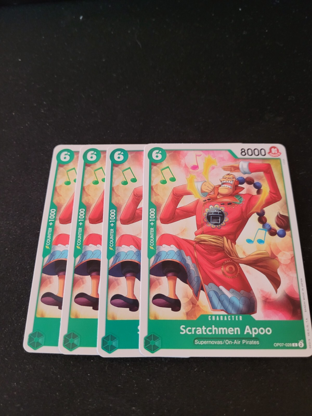 X4 Scratchmen Apoo OP07-028 C 500 Years in the Future One Piece Card TCG English