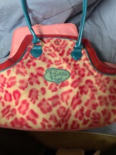 pucci pups pink and white plush bag and schnauzer