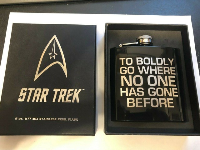 Star Trek Command Logo To Boldly Go Intro Stainless Steel 6 oz Flask NEW UNUSED NE9786 Star Trek Command Logo To Boldly Go Intro Stainless Steel 6 oz Flask NEW UNUSED NE9786