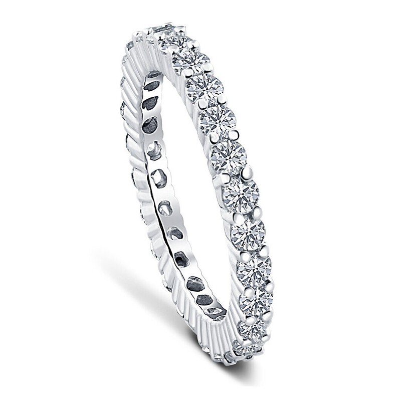 1.50Ct Round Diamond Eternity Wedding Band Ring 14K White Gold Finish Size M 1/2