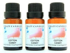3 Cotton Candy 1/2oz Premium Grade Scented Fragrance Oil Crazy Candles
