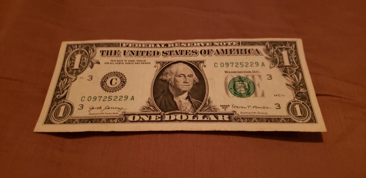 Rare Error 1 Dollar Bill With Miss Cut Series 2017A