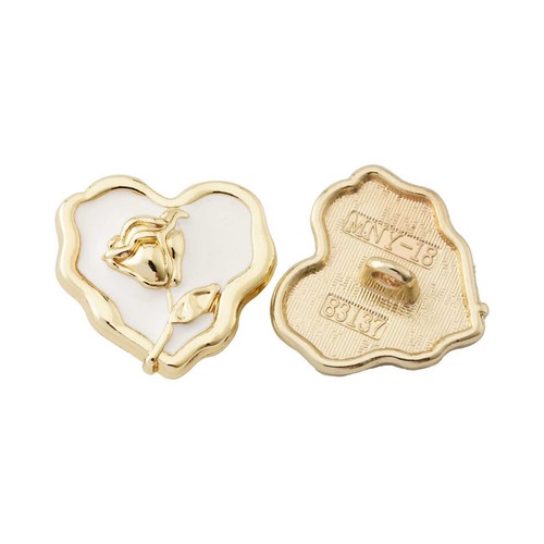 5pcs Rose Embossed Heart shape Metal Buttons for Sewing DIY 18/23mm - Picture 2 of 10