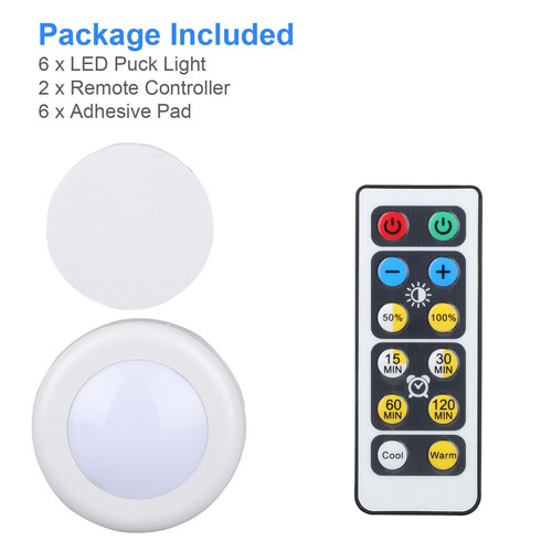 6Pcs Wireless LED Puck Lights Closet Under Cabinet Lighting With Remote Control - Picture 10 of 10