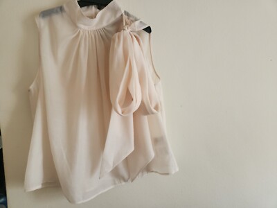 H&M Bow-detail Organza Blouse Cream Sz M NWT