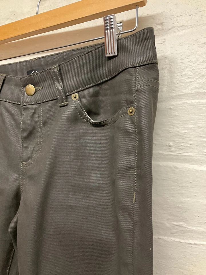 Alexander McQueen waxed denim jeans brown women's W28 L31 embroidered pocket K3 Foto 3 de 4