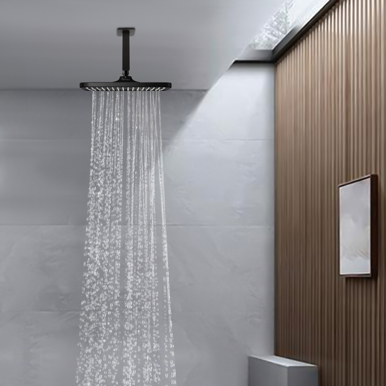 7 In Ceiling Mounted Shower Arm with Flange Rainfall Shower Head