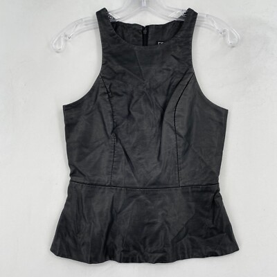 Express Faux Leather Tank Top Womens XS Extra Small Y2K Matrix Trinity