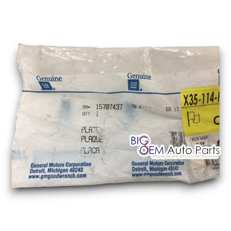 01-07 Sierra 03-07 Savana GMC 3500 placa de identificación emblema puerta delantera GM OEM 15707437 Foto 3 de 4