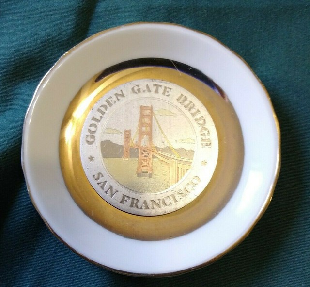 San Francisco Souvenir 3 1/2" Gold Plate Golden Gate Bridge eBay