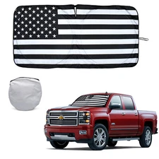 For 2010-2025 Chevy Silverado 1500 2500 Car Windshield Sun Shade Cover US Flag