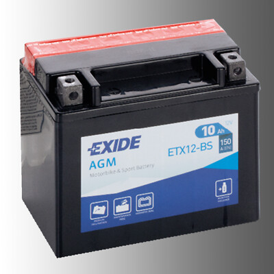 Exide ETX12-BS/YTX12-BS Motorradbatterie 12V 10Ah AGM VRLA wartungsfrei