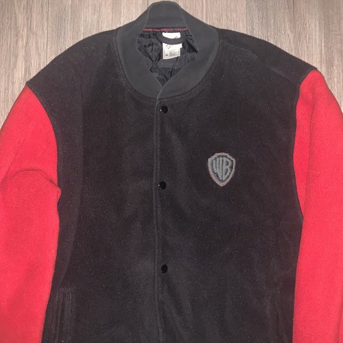 Vintage 90s Warner Bros Fleece Bomber Jacket Size XL Back Hit Logo 1990s VTG EUC - Picture 4 of 5