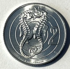 1975 San Marino 2 Lire Coin Seahorses Animal Ocean Wildlife