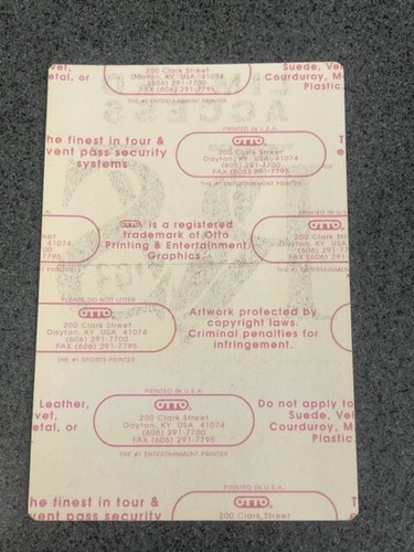 RVS 1993 Backstage Pass - Original - UNUSED - Picture 2 of 2