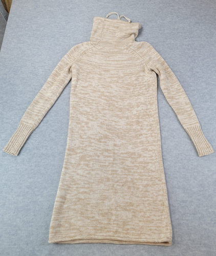 Athleta Sweater Dress 100% Merino Wool Cowl Neck Tan/Cream Long Sleeve Womens M - Picture 7 of 12