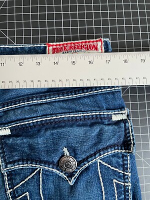 True Religion Billy Giant Big T Boot Cut Jeans Men's 33 Flap