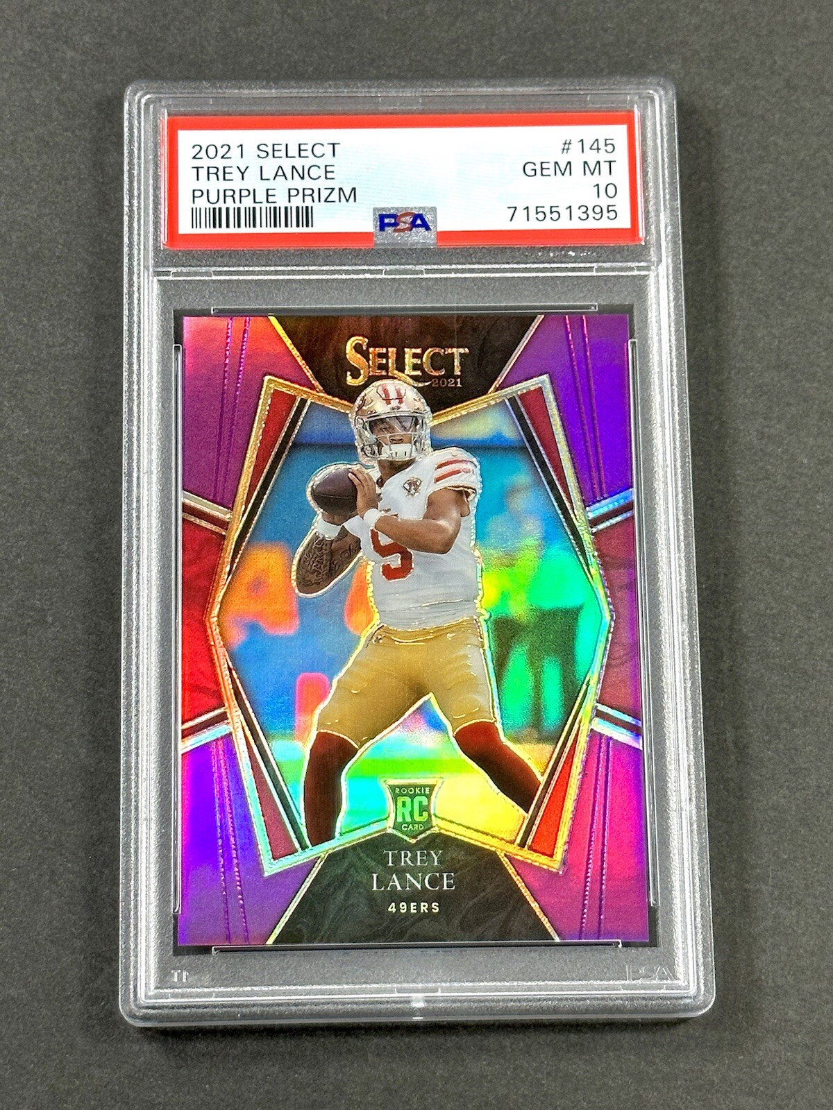 2021 Select TREY LANCE Rookie PURPLE PRIZM Premier RC#/75 PSA 10 - 49ers- POP 19