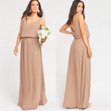 Show Me Your MuMu Kendall Maxi Dress Size Medium Womens Dune Brown Low Back