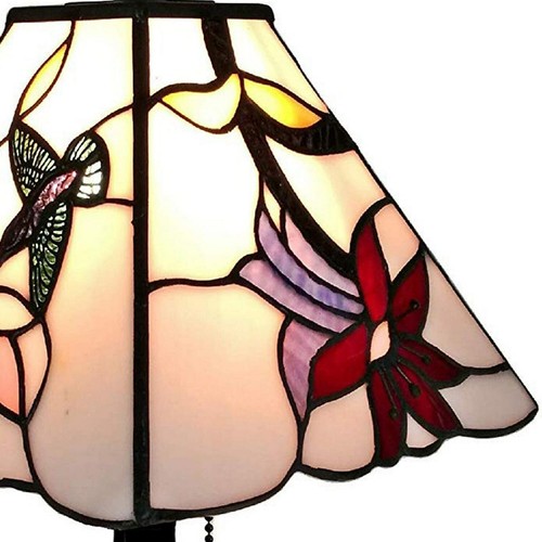 15-inch Tiffany Style Stained Glass Pink Hummingbird Mission Accent Table Lamp - Picture 5 of 5