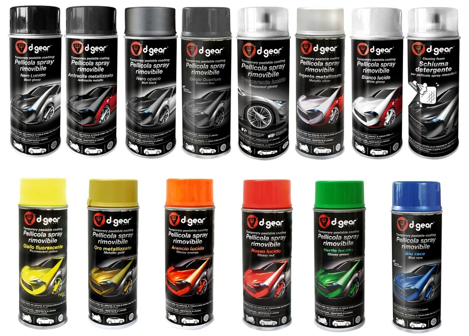 PELLICOLA VERNICE SPRAY RIMOVIBILE AUTO MOTO CAR WRAPPING 400ML D-GEAR SPORT