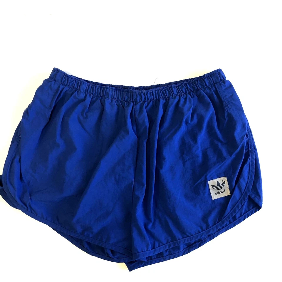 Nuevo Nuevo de Colección Años 80 Adidas EE. UU. Azul TREFOIL LoGo SPRINTER Correr Corredor Pantalones Cortos L Foto 2 de 4