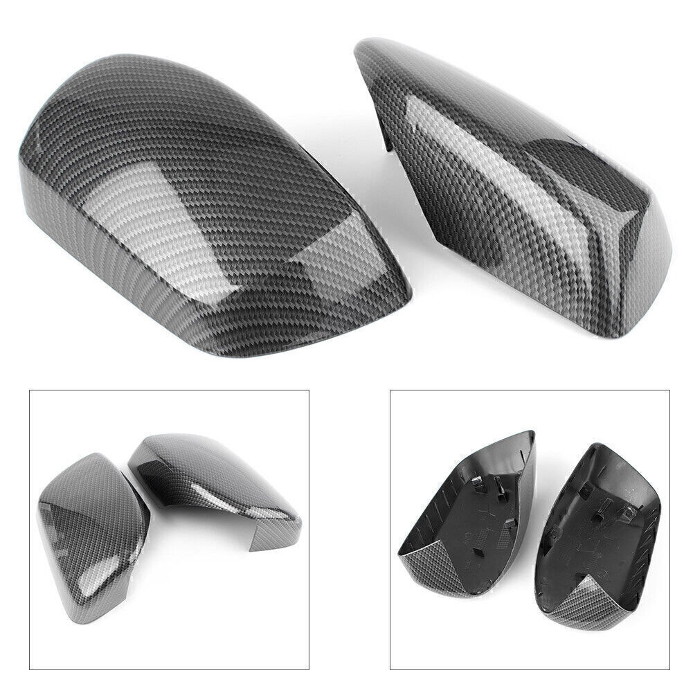 Pair Car Side Mirror Caps Rearview Covers Carbon Fiber For BMW E60 2004-2007 co