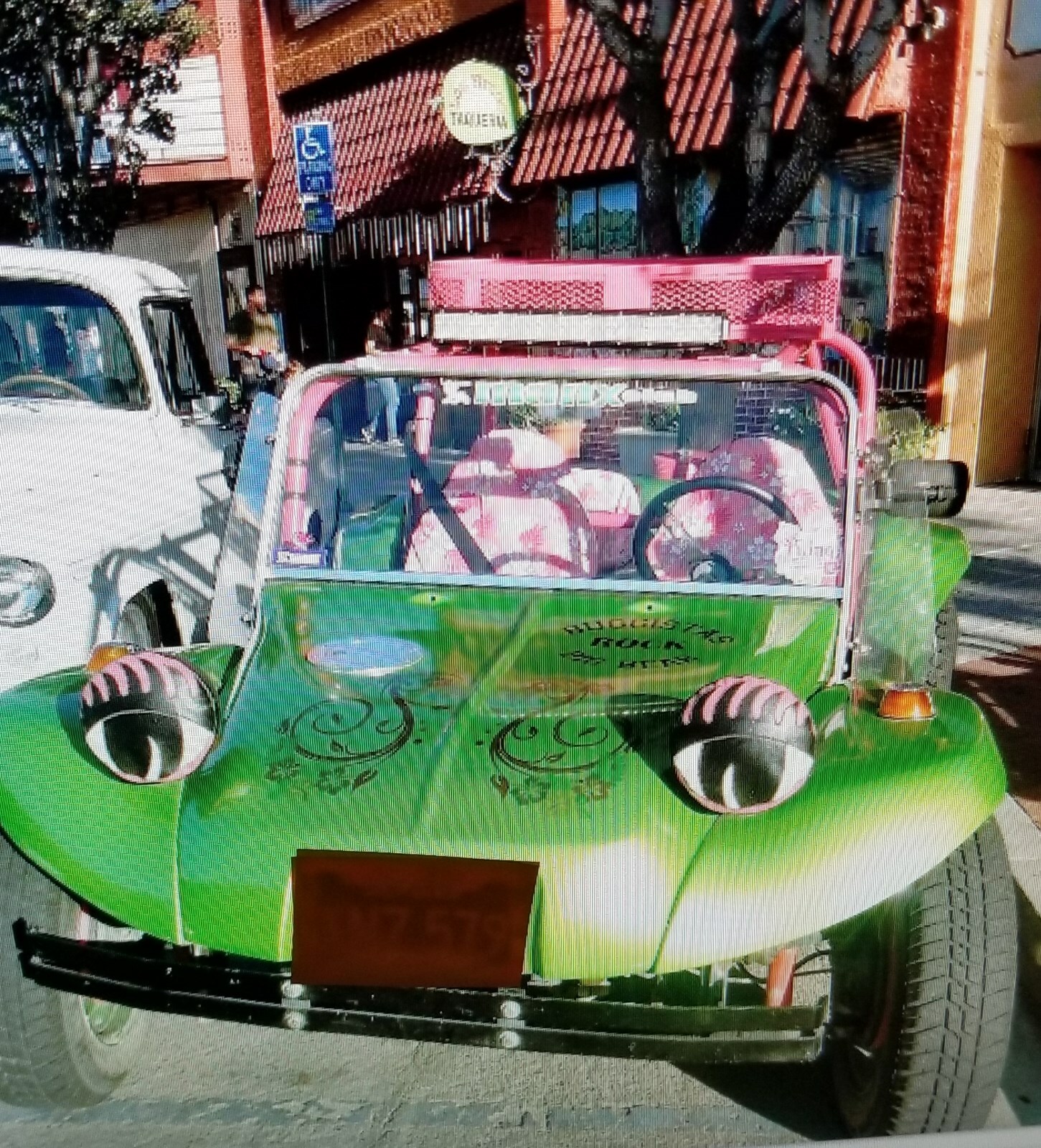 VW DUNE BUGGY MARINE VINYL HEADLIGHT COVERS PINK LASHES 7" (COLOR