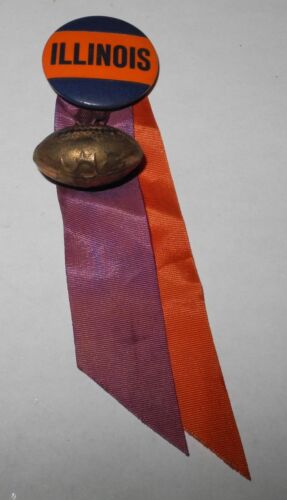 1940 Université de l'Illinois combat Illini football souvenir épingle bouton charme - Photo 1/2