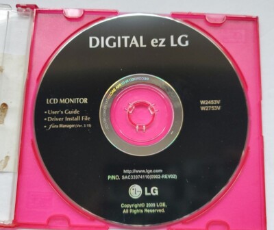 Digital ez LG Software CD  For LCD Monitor User's Guide Drivers W2453V W2753V 