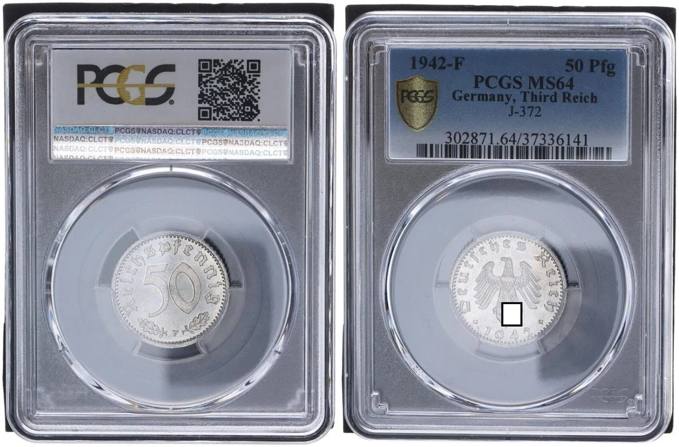3. Reich 50 Pfennig 1942-F PCGS MS64 Prachtexemplar Stempelglanz   105379 - Bild 1 von 1