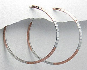 Authentic Sterling Silver 14k Pink Rose Gold Plated Endless Hoop Earrings 3.9g 1.8" 45mm